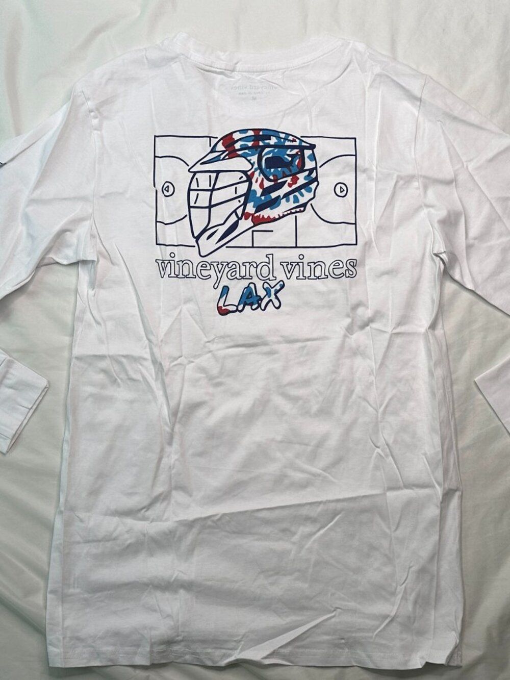 Vineyard Vines Men's Size Medium White Lacrosse Whale Long Sleeve T-Shirt LAX